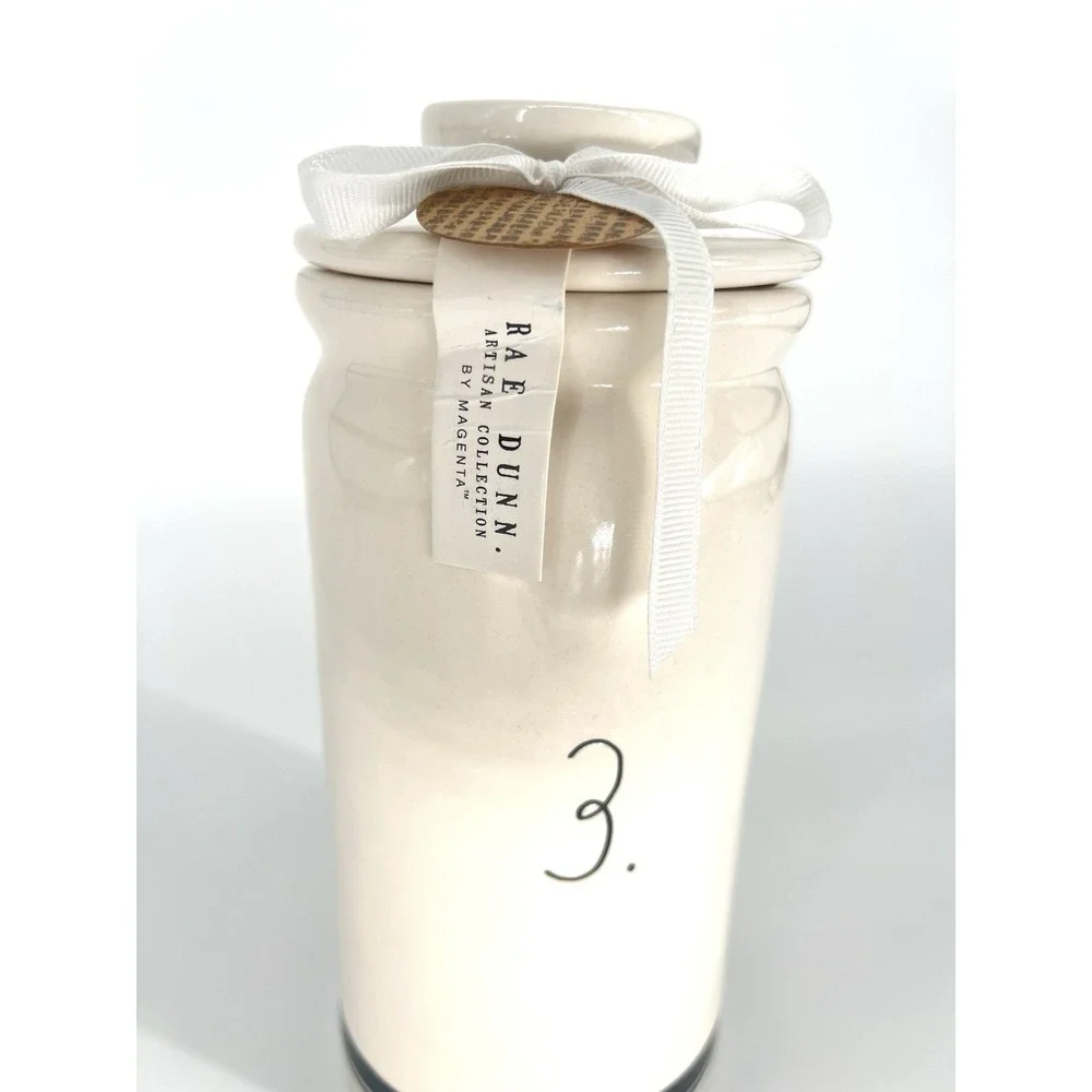 NEW Rae Dunn #3 Three Ceramic Canister with Black Ribbon 9